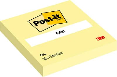 Post-It 654-CY, Torg, Gul, papper, PEFC, 76 mm, 76 mm