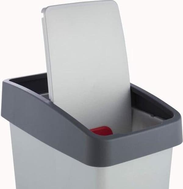 Affaldsbeholder med klaplåg 47x39x24 - 25 L Magne Sort/Grå Keeper 10604
