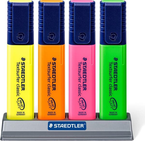 STAEDTLER Textsurfer classic korostuskynä - pöytäteline 4 kpl
