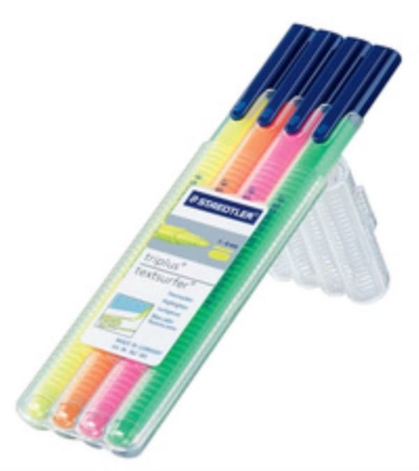 STAEDTLER triplus textsurfer - trekantig textmarkör - Box med 4 färger