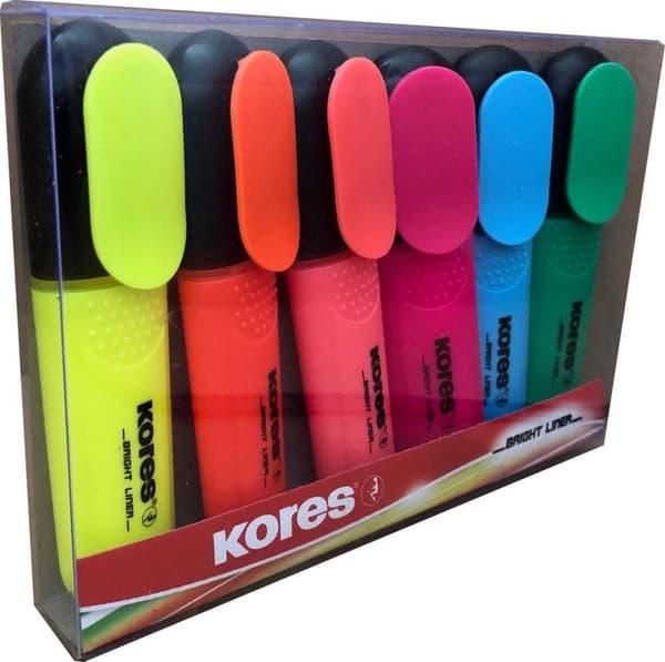 Tekstmarkør Kores Bright Liner mejselspids 0,5 - 5 mm, sæt med 6 stk.
