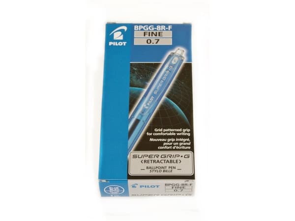 Pilot Super Grip G, Klämma, Fastklämbar, indragbar kulspetspenna, Påfyllnadsbar, Blå, 12 styck, Fin