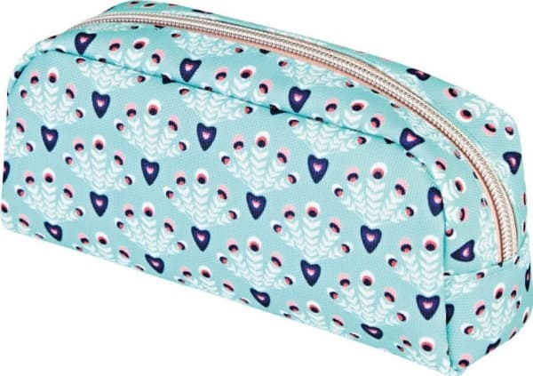 Herlitz Fancy Peacock, Mykt penal, Polyester, Blå, Lyseblå, Monokromatisk, Glidelås