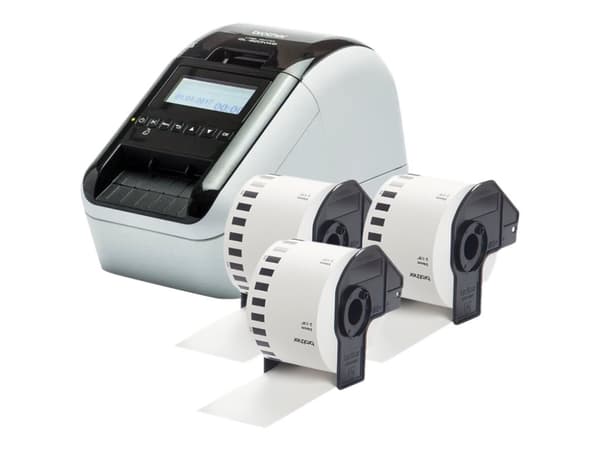 Brother QL-820NWBcVM - Etikettskriver - tofarget (monokrom) - direktetermisk - Rull (6,2 cm) - 300 x 600 dpi - inntil 110 etiketter/min - USB 2.0, LA