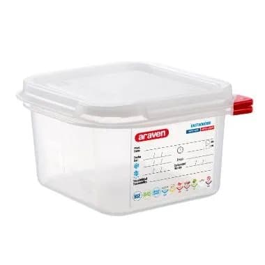 Beholder Araven lufttæt L17.6xB16.2xH10cm 1/6GN 1.7ltr polypropylen låg klar,6 stk/krt
