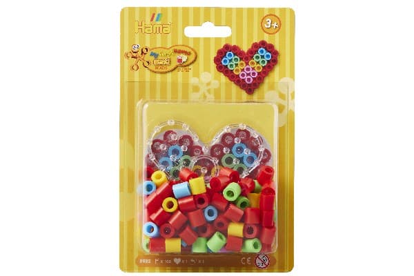 Hama maxi helmiä &amp; levy sydän pienessä läpipainopakkauksessa