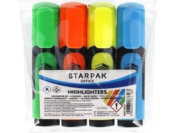 Starpak HIGHLIGHTER 4KOL MIX1 STK CASE 12/192