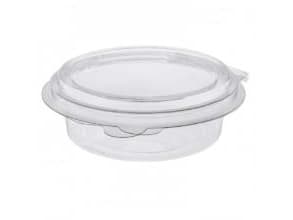 Bæger/indsats Deli Pot Topper rund 165 ml Ø101xH35mm RPET hængslet låg Klar,396 stk/krt