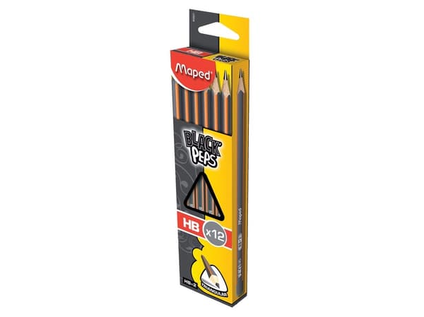 Maped Black''Peps HB, HB, Sort, Orange, CE, 12 stk