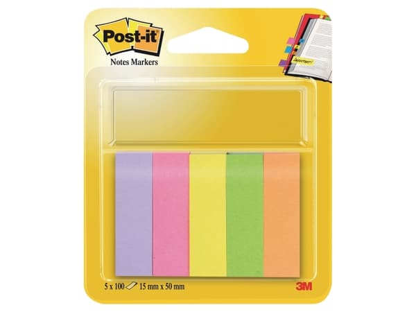 Post-it Post-It 670-5 15 mm x 50 mm Neongul, Neonpink, Neongrøn, Neon-orange, Neonviolet 500 Blad