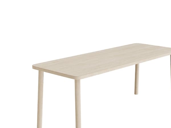 Bord Add Wood 590 1800x700 mm Højde 720 mm med hvidpigmenteret eg laminat, massivt træben