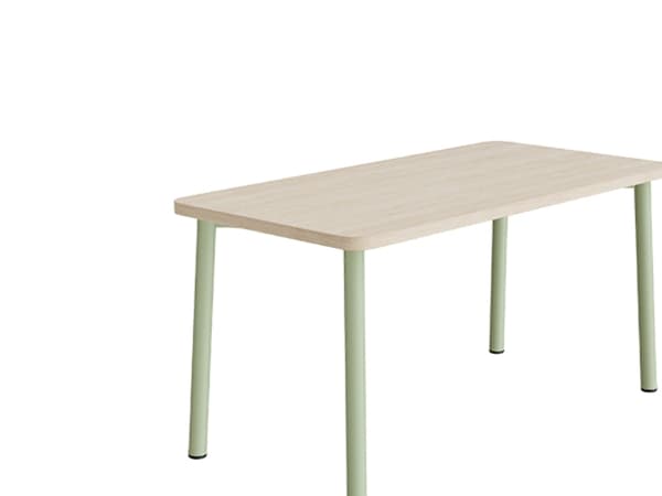 Bord Add 590, 1400x700 mm höjd 720 mm med vitpigmenterad ek, grönt ramverk