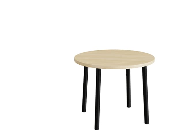 Bord Add 590, Ø900 mm, höjd 900 mm, ljudabsorberande björklaminat på svart stomme