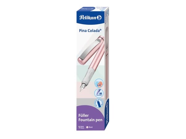 Pelikan Pina Colada, Rosa, Fyllesystem med patron, Plast, Lakk, Rustfritt stål, Medium