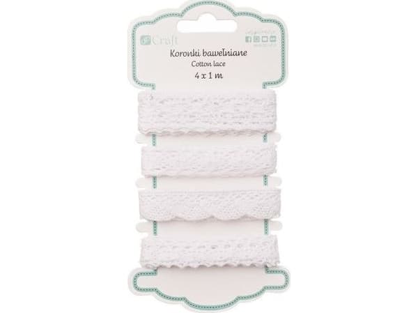 DP Craft Koronki bawełniane DPCRAFT 4 x 1m Bridal white Dalprint