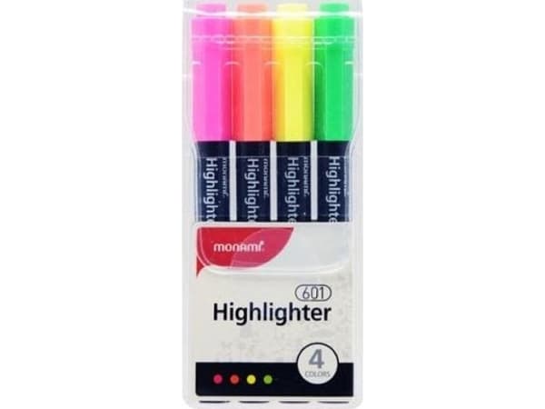 Monami Highlighter MONAMI 601 sett med 4 Monami