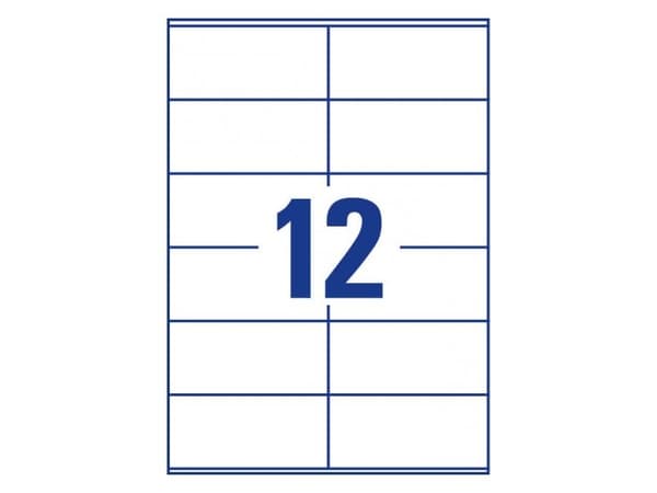 Avery Zweckform 3424 - Hvit - 48 x 105 mm 2400 etikett(er) (200 ark x 12) etiketter