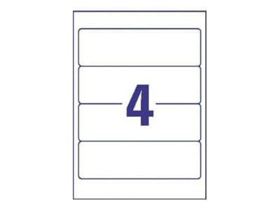 Avery L6061 - Hvit - 59 x 192 mm 100 stk. (25 ark x 4) etiketter for filmapper