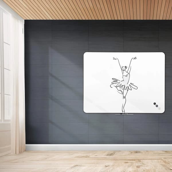 Whiteboard rammeløs 57x45 cm hvid - inkl. 30 cm pennebakke, 1 marker og 3 magneter