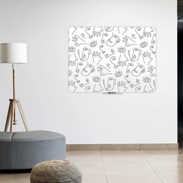 Whiteboard rammeløs 57x45 cm hvid - inkl. 30 cm pennebakke, 1 marker og 3 magneter