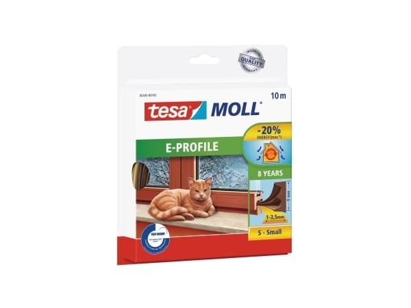 TESA E-profil, hvit, PVC, tre, plast/gummi, -50 °C, 60 °C, 10 m