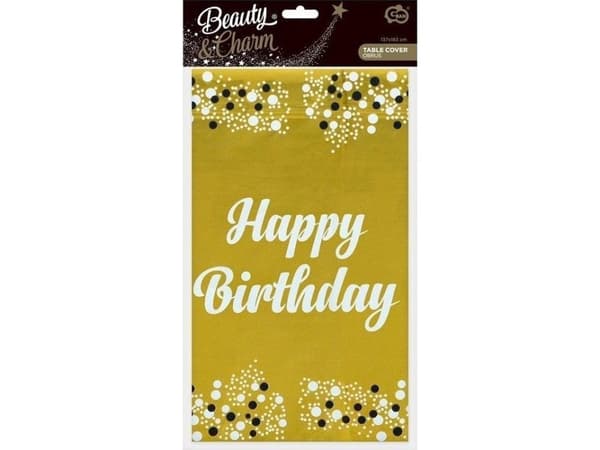 GoDan Obrus foliowy B&C Happy Birthday złoty 137x183cm