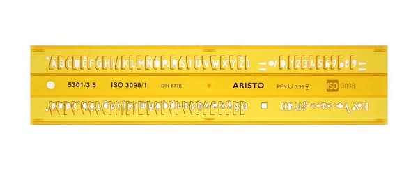 Aristo AR-5301/3 Bokstavsstencil 3,5 mm H-profil Skrivform B Rak