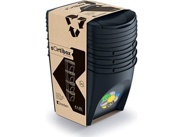 Prosperplast avfallsbeholder for sortering 4 x 25L sort (CEN-80962)