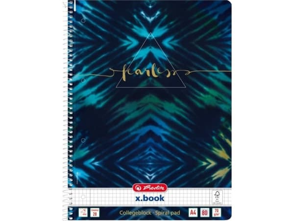 Herlitz New Batik Fearless, Mønster, Blå, Marineblå, A4, 80 ark, 70 g/m², Rute papir