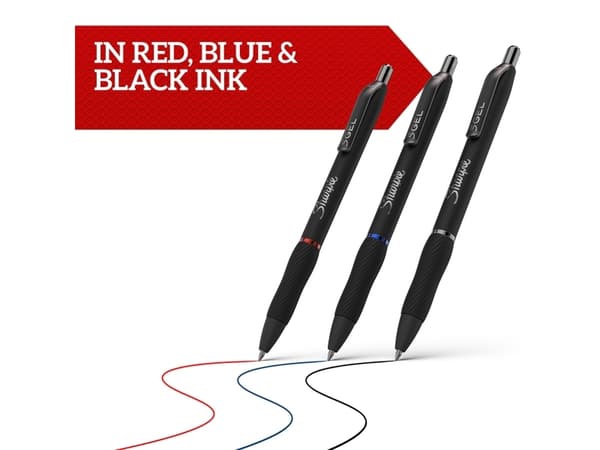 Sharpie S-Gel, Uttrekkbar gelépenn, Sort, Sort, Medium, 0,7 mm, Boks