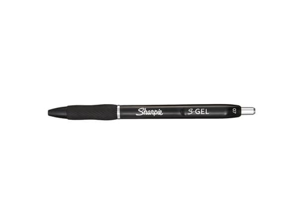 Sharpie S-Gel, Uttrekkbar gelépenn, Sort, Sort, Medium, 0,7 mm, Boks