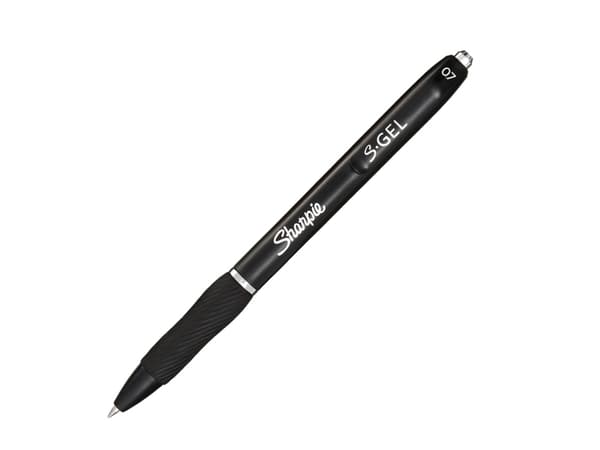 Sharpie S-Gel, Uttrekkbar gelépenn, Sort, Sort, Medium, 0,7 mm, Boks