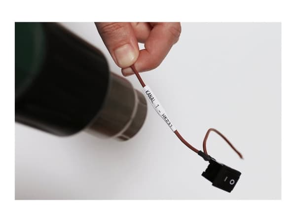 Brother HSe-211E - Svart på hvitt - Rull (0,52 cm x 1,5 m) 1 kassett(er) hengeboks - varmekrympetape - for P-Touch PT-D800, PT-E300, PT-E310, PT-E550