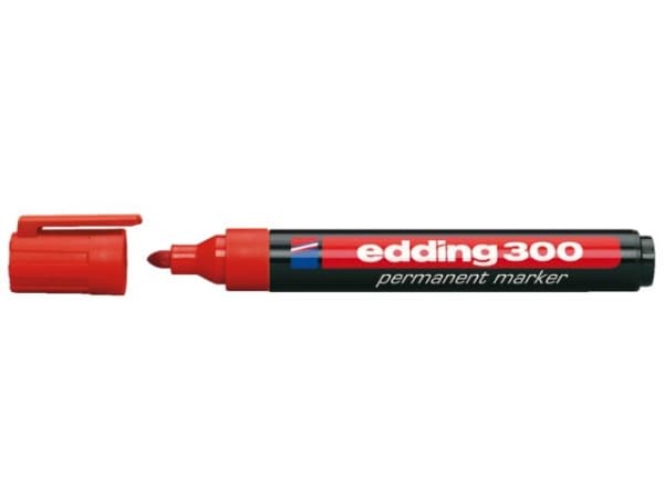 edding 300 - Markør - pysyvä - rød - 1,5-3 mm