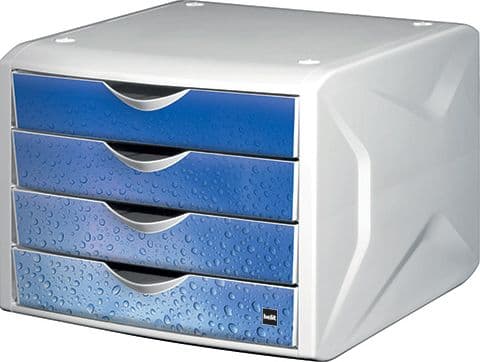 Helit H6129634, 4 lådor, Plast, Blå, Vit, 1 styck, 262 mm, 330 mm