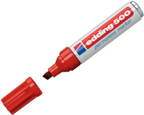 edding 500 - Markør - permanent - for glass, metall, plast - rød - 2-7 mm
