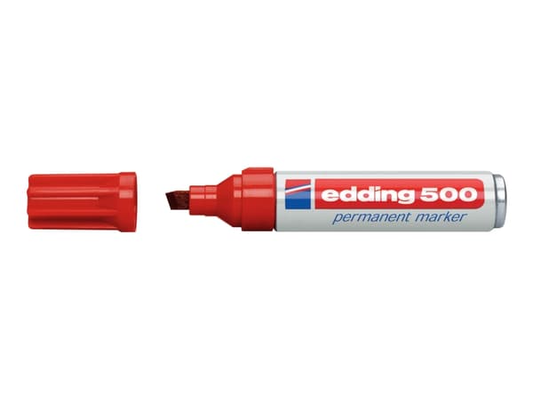 edding 500 - Markør - permanent - for glass, metall, plast - rød - 2-7 mm