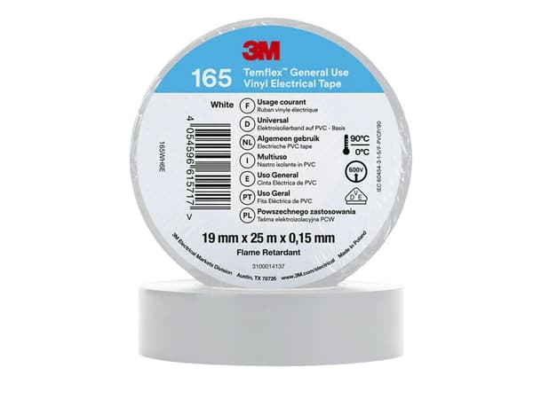 3M 7100184818, 1 stykker, Hvit, PVC, 600 V, Blister, 25 m