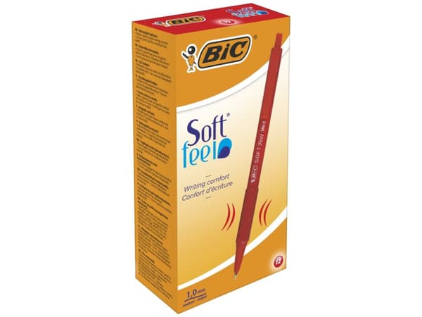 BIC Soft Feel clic - Kulepenn - rød - 1 mm - medium - retraktil (en pakke 12)