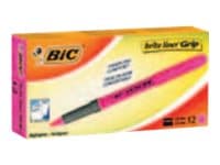 BIC Brite Liner Grip, 12 kpl, Oranssi, Taltan pää, Harmaa, Oranssi, Pyöreä, Vesipohjainen muste
