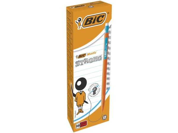 BIC Matic Strong - Mekanisk blyant - super højpolymer - HB - 0,9 mm - stor - med viskelæder - pakke med 12 kpl