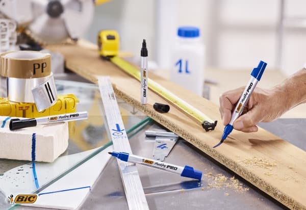 BIC Marking Pro Permanent Tusch med Skrå Spids - blå, 12 stk.
