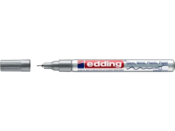 Edding 780, Sølv, Fin tupp, Blå, Rød, Sølv, Aluminium, Fint, 0,8 mm