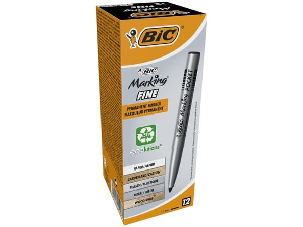 BIC Marking Pocket 1445, Svart, Rundad spets, Svart, Silver, Medium, 4,2 mm, 1,1 mm