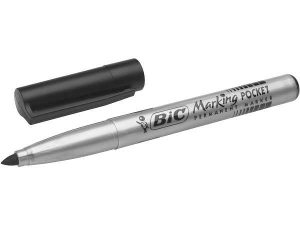 BIC Marking Pocket 1445, Svart, Rundad spets, Svart, Silver, Medium, 4,2 mm, 1,1 mm