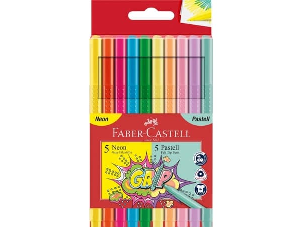 Faber-Castell 155312, Fint, 10 farger, Flerfarget, Flerfarget, Trekant, Barn