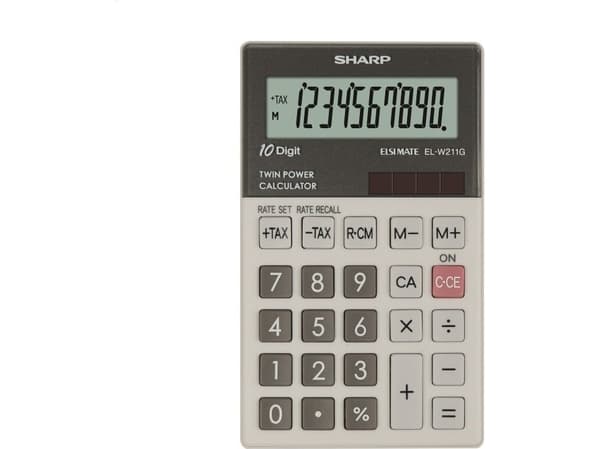 Sharp EL-W211G, Ficka, Finansiell, 10 siffror, 1 linjer, AC/Batteri, Grå