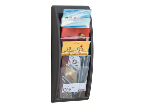 Paperflow MURAL QUICK FIT - Literaturholder - veggmonterbar - 4 rom - for A4 - gjennomsiktig, antrasitt