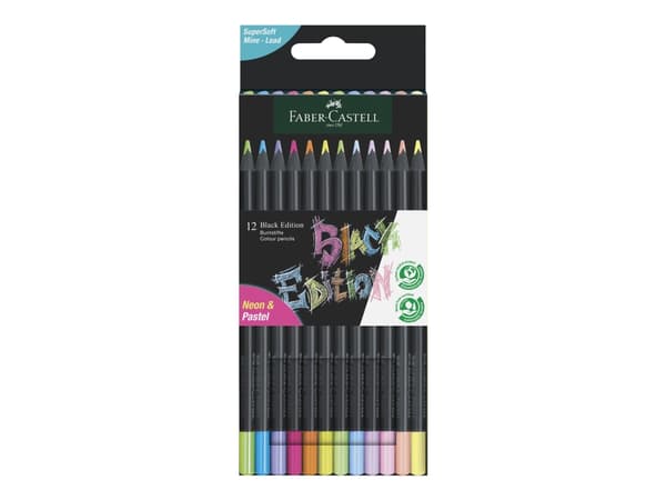 Faber-Castell Black Edition Neon+Pastel - Fargeblyant - assorterte skinnende farger (en pakke 12)