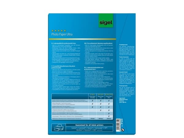 Sigel IP639, Mustesuihkutulostus, A4 (210x297 mm), Kiilto, 50 arkkia, 190 g/m², Valkoinen
